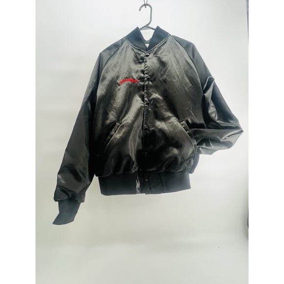 Vintage Chevrolet Heartbeat of America Jacket Mens Large Black Satin Bomber 90s - Picture 5 of 14